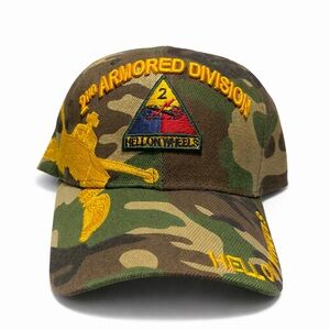 US Army Hell On Wheels 2nd Armored Division Camo Military Hat Veteran Cap